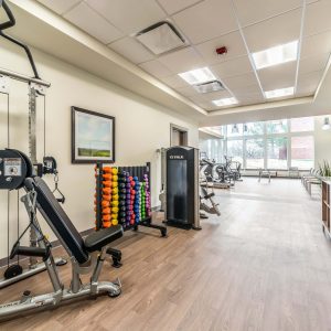 Fitness center with weights and equipment